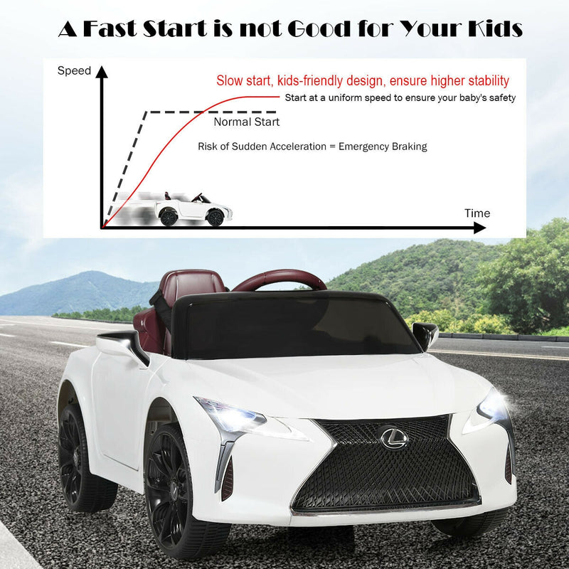 Lexus LC500 Licensed Kids 12V Ride Remote Control Electric Vehicle Whi