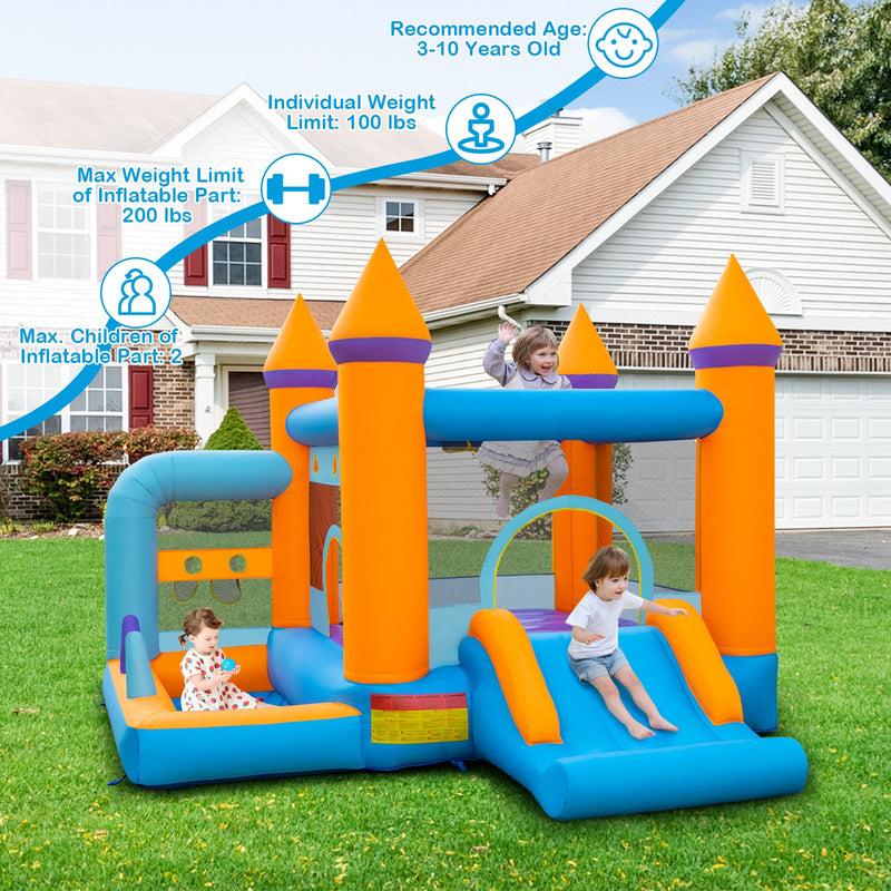 5-in-1 Inflatable Bounce Castle with Ocean Balls and 735W Blower