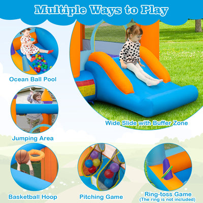 5-in-1 Inflatable Bounce Castle with Ocean Balls and 735W Blower
