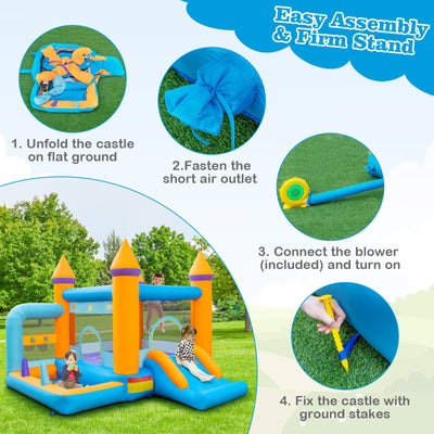 5-in-1 Inflatable Bounce Castle with Ocean Balls and 735W Blower