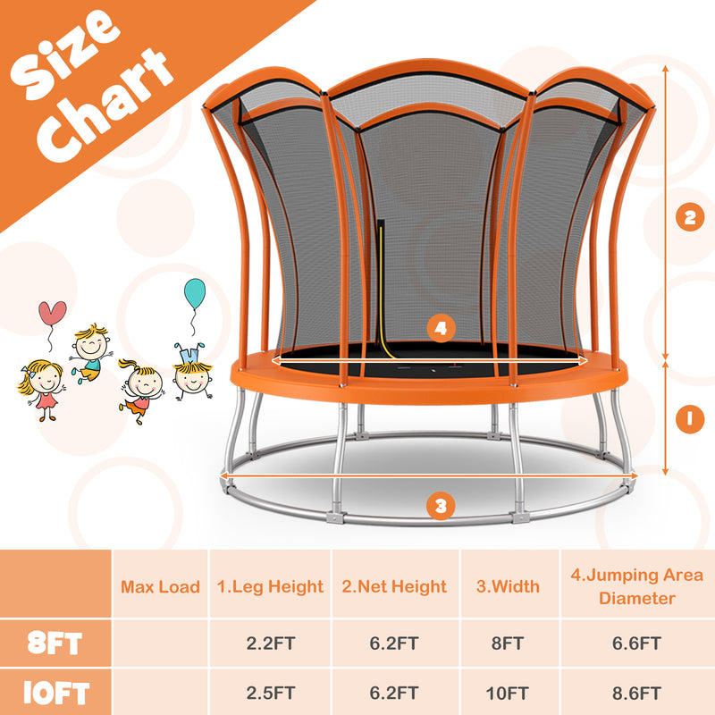 10 Feet Unique Flower Shape Trampoline with Galvanized Steel Frame-Ora