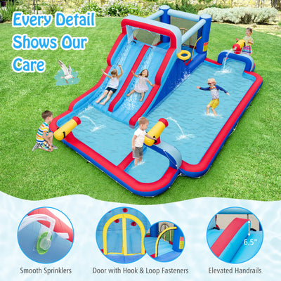 Inflatable Bounce House with 2 Water Slides and 3 Water Cannons with 950W Blower