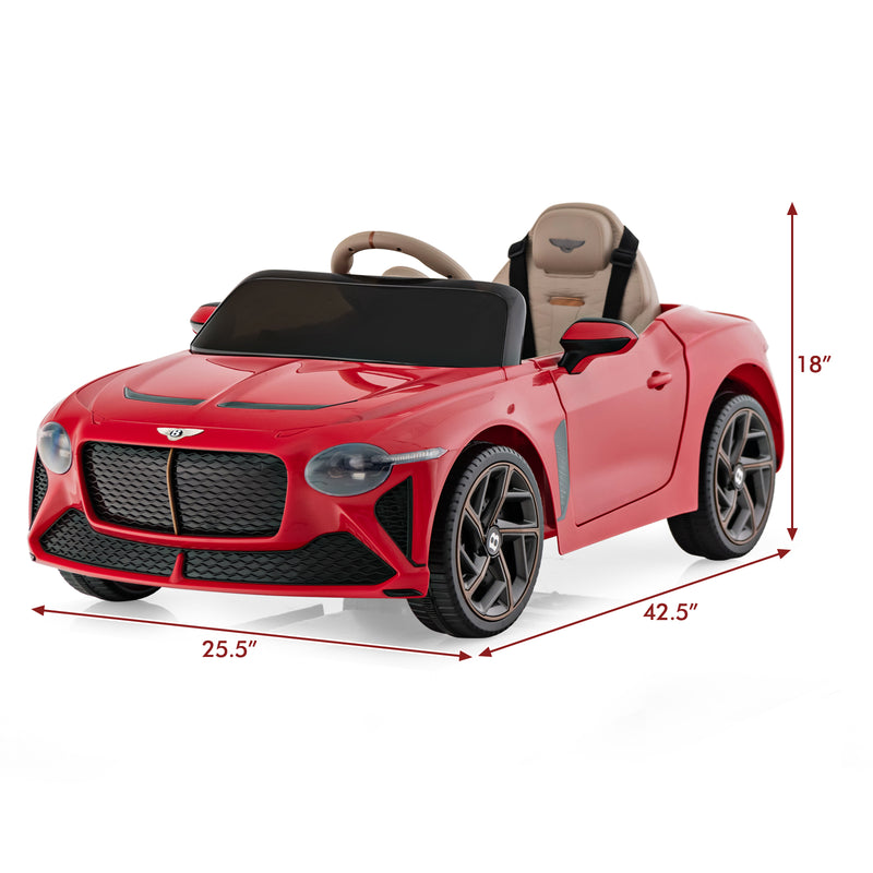12V Battery Powered Licensed Bentley Bacalar Kids Ride-on Racer Car-Red