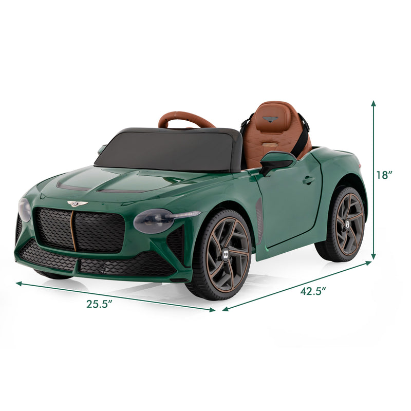 12V Battery Powered Licensed Bentley Bacalar Kids Ride-on Racer Car-Green