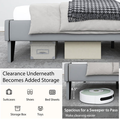 Full/Queen/Twin Velvet Upholstered Bed Frame with High Headboard-Full Size