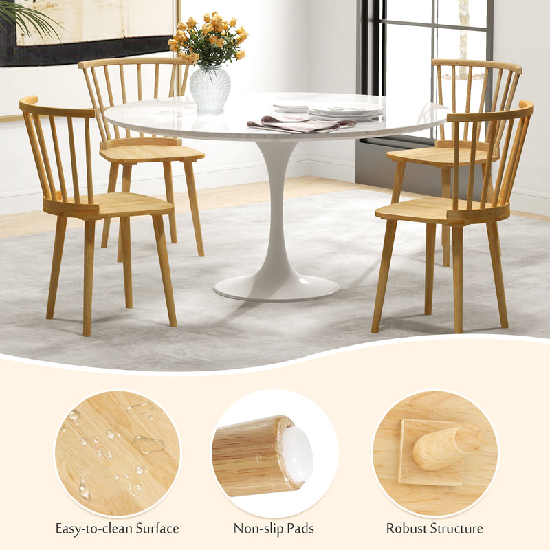 Windsor Dining Chairs Set of Rubber Wood Kitchen Chairs with Spindle