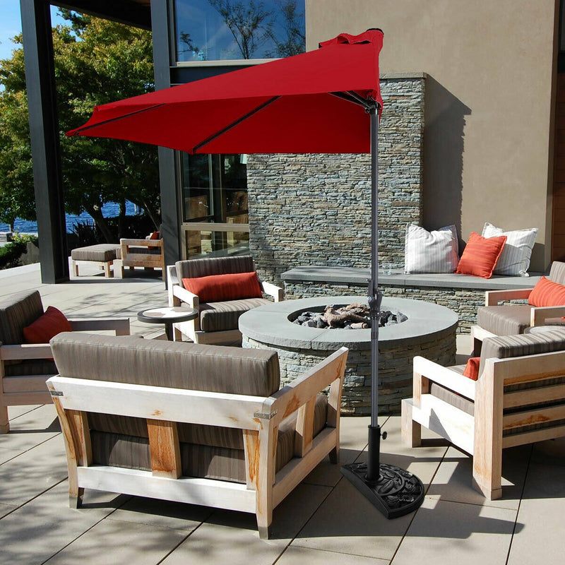 9Ft Patio Bistro Half Round Umbrella -Wine