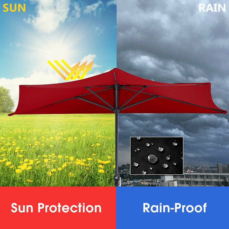 9Ft Patio Bistro Half Round Umbrella -Wine