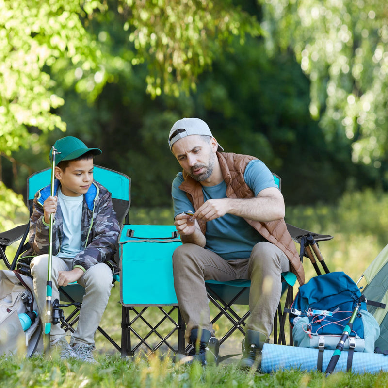 *Portable Folding Camping Canopy Chairs with Cup Holder - Turquoise