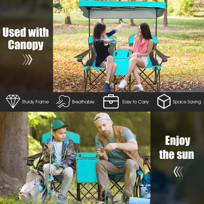 *Portable Folding Camping Canopy Chairs with Cup Holder - Turquoise