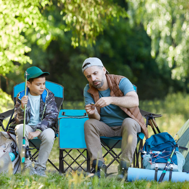 *Portable Folding Camping Canopy Chairs with Cup Holder - Blue