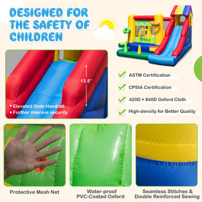 Inflatable Bounce Castle with Double Slides and 735W Blower