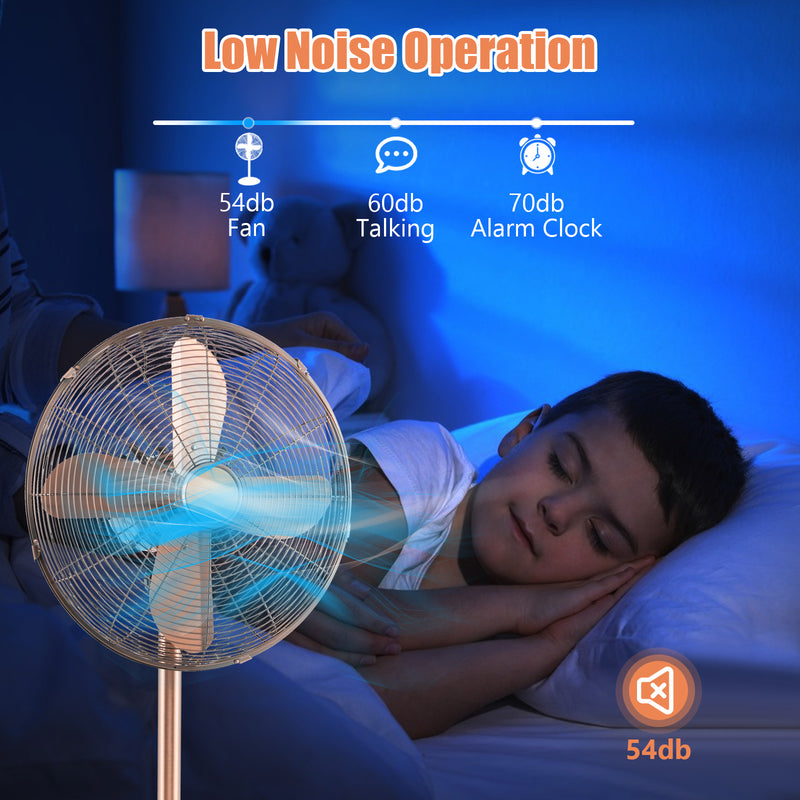 16 Inch Pedestal Standing Fan Oscillating Pedestal Fan with 3 Speeds and Adjustable Height-Copper