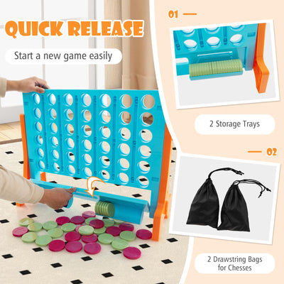Jumbo 4-to-Score Connect Game Set with Carrying Bag and 42 Coins-Orange