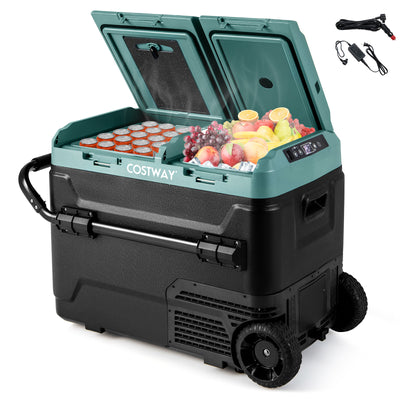 *Dual Zone 12V Car Refrigerator for Vehicles Camping Travel Truck RV Boat Outdoor - Green