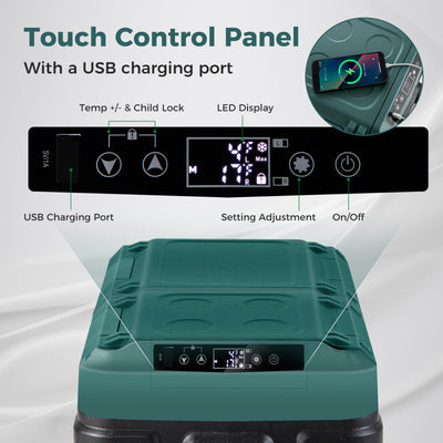 *Dual Zone 12V Car Refrigerator for Vehicles Camping Travel Truck RV Boat Outdoor - Green