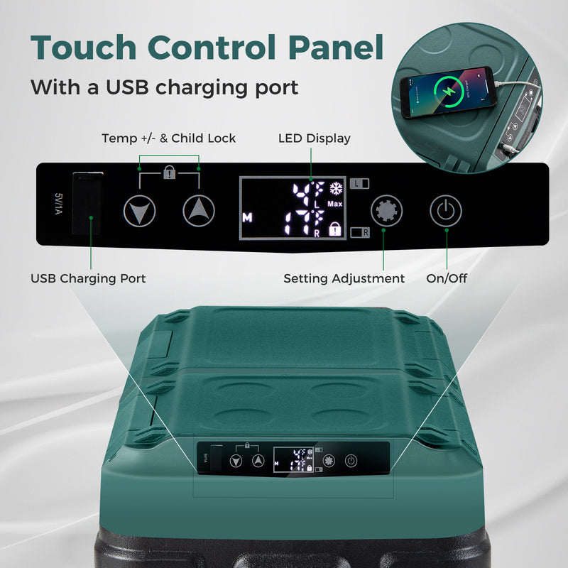 *Dual Zone 12V Car Refrigerator for Vehicles Camping Travel Truck RV Boat Outdoor - Green