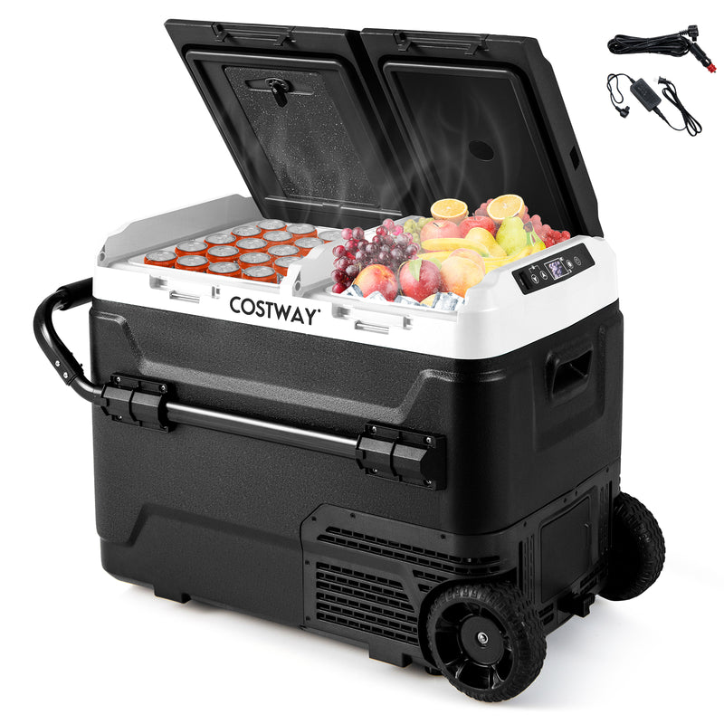 *Dual Zone 12V Car Refrigerator for Vehicles Camping Travel Truck RV Boat Outdoor - Black