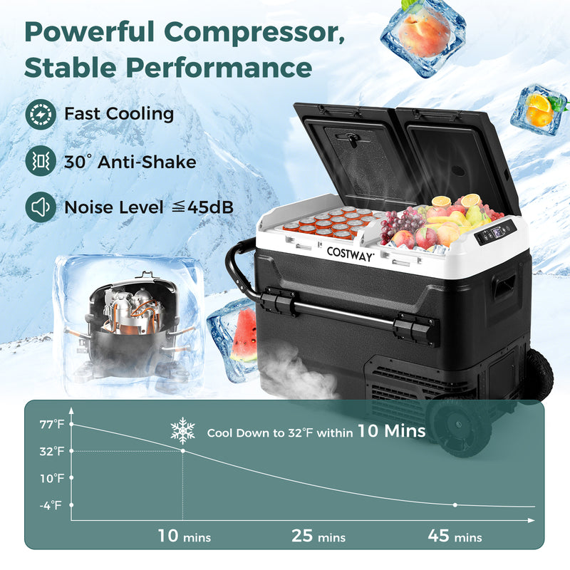 *Dual Zone 12V Car Refrigerator for Vehicles Camping Travel Truck RV Boat Outdoor - Black