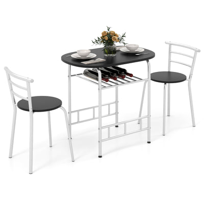 Home Kitchen 3 pcs Bistro Pub Dining Table 2 Chairs Set-Silver