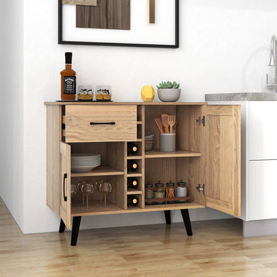Modern Wine Bar Buffet Cabinet with 6-Bottle Wine Rack