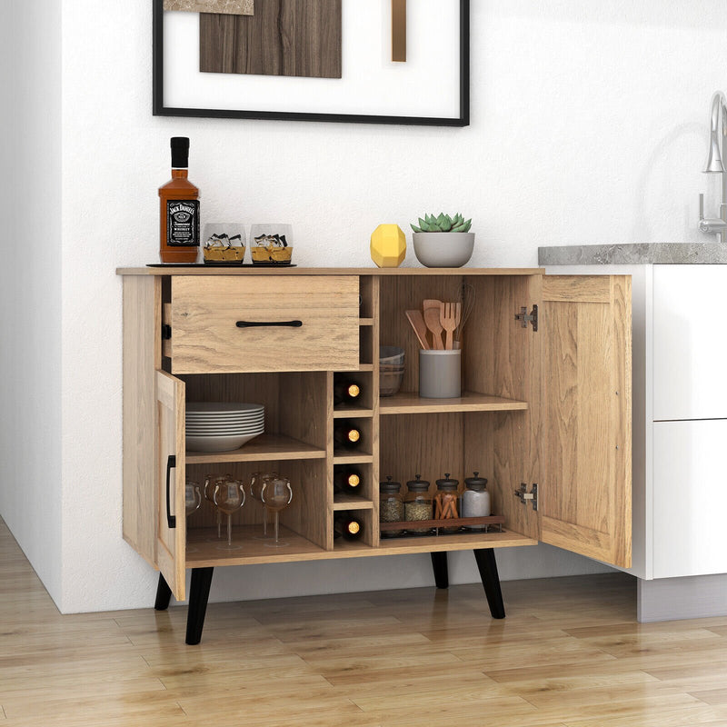 Modern Wine Bar Buffet Cabinet with 6-Bottle Wine Rack