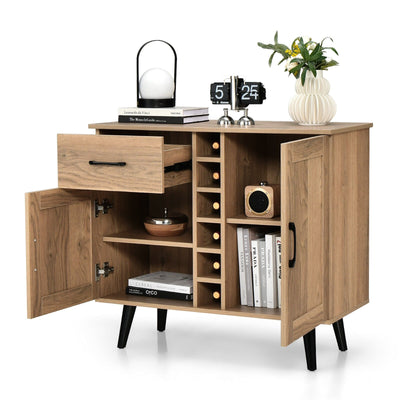 Modern Wine Bar Buffet Cabinet with 6-Bottle Wine Rack