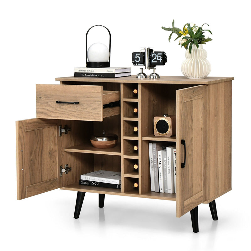 Modern Wine Bar Buffet Cabinet with 6-Bottle Wine Rack