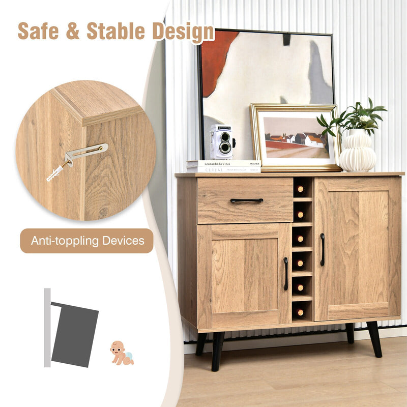 Modern Wine Bar Buffet Cabinet with 6-Bottle Wine Rack