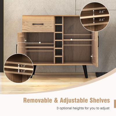 Modern Wine Bar Buffet Cabinet with 6-Bottle Wine Rack