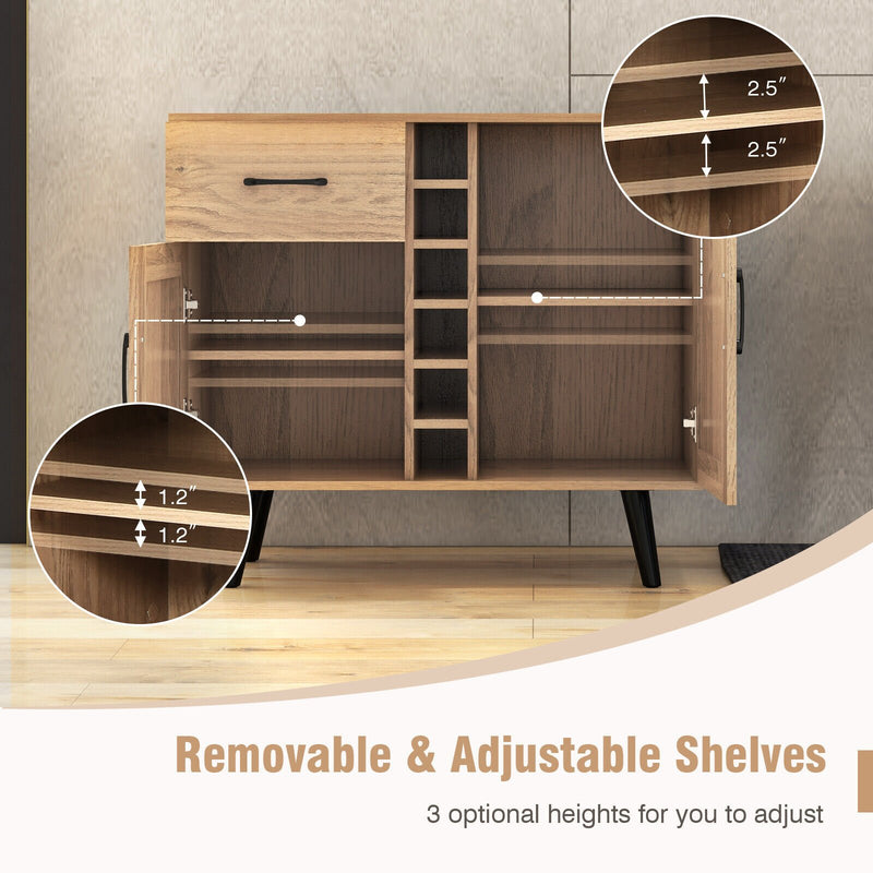 Modern Wine Bar Buffet Cabinet with 6-Bottle Wine Rack