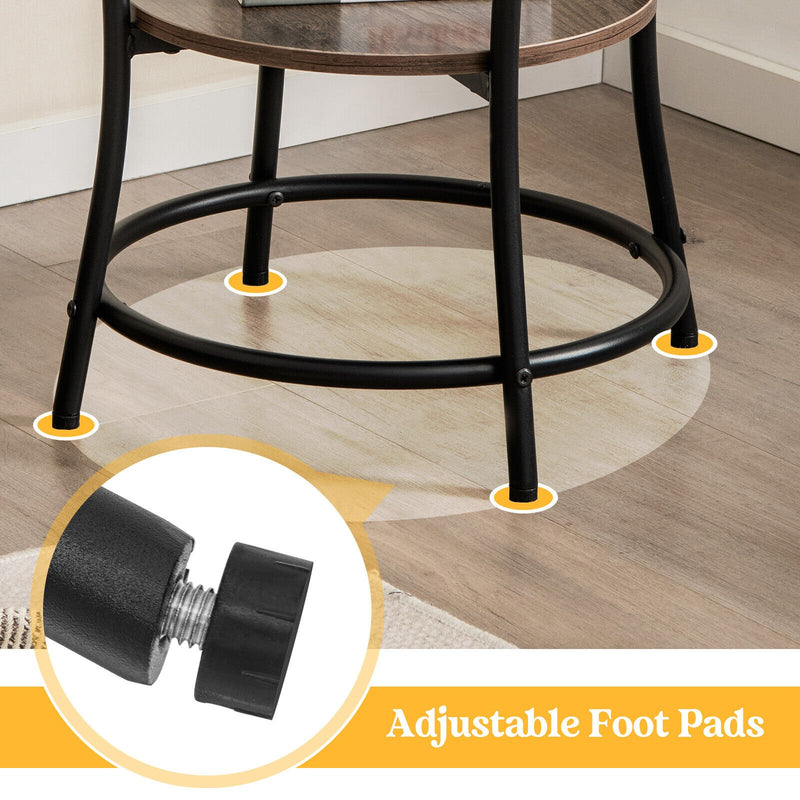 2-Tier Round End Table with Open Storage Shelf and Sturdy Metal Frame-Natural