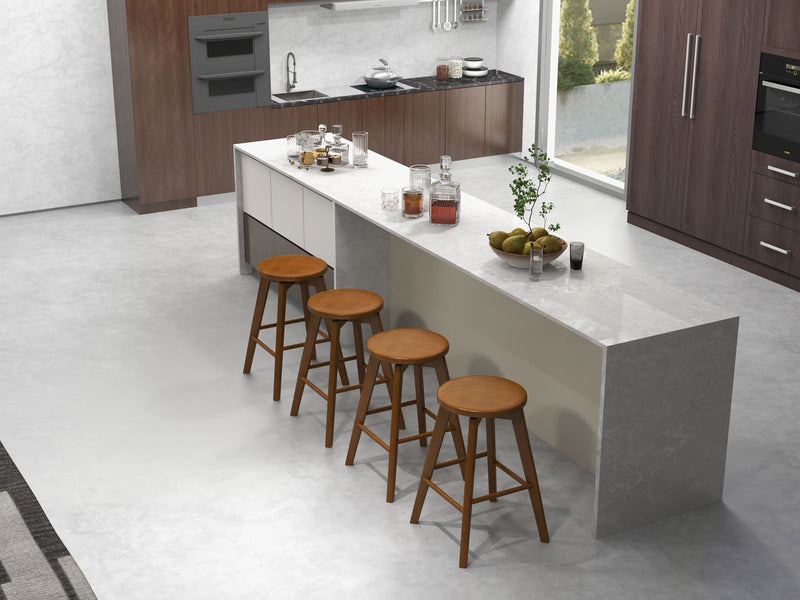 2 Set of 24.5 Inch Counter Height Bar Stool with Rubber Wood Frame