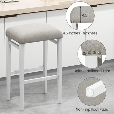 2 Pieces 24.5/29.5 Inch Backless Barstools with Padded Seat Cushions-29.5 inches
