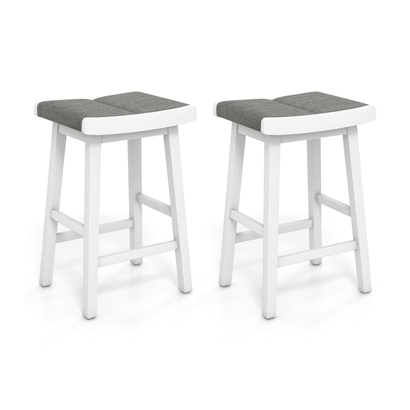 2 Pieces 26/31.5 Inch Upholstered Saddle Barstools with Padded Cushions-26 inches