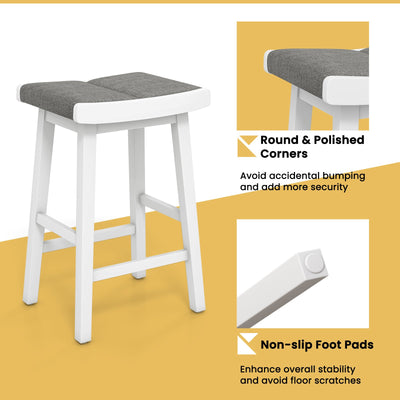 2 Pieces 26/31.5 Inch Upholstered Saddle Barstools with Padded Cushions-26 inches