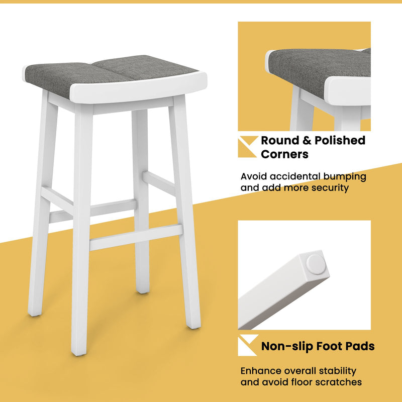 2 Pieces 26/31.5 Inch Upholstered Saddle Barstools with Padded Cushions-31.5 inches