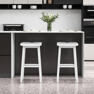 2 Pieces 26/31.5 Inch Upholstered Saddle Barstools with Padded Cushions-31.5 inches