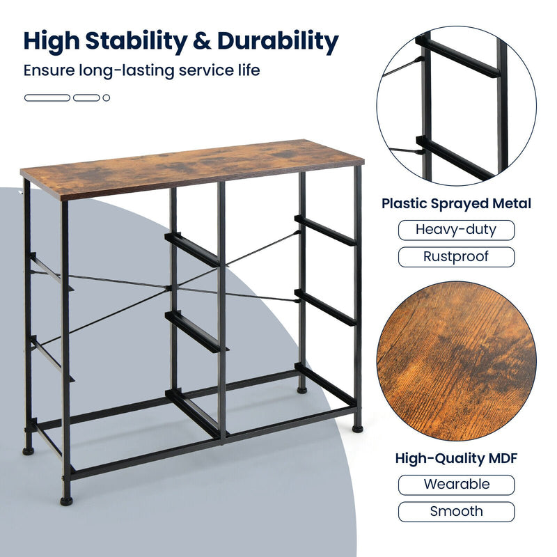 6-Drawer Dresser with Metal Frame and Anti-toppling Devices-Rustic Brown