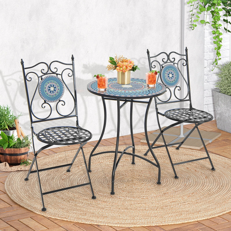*3 Piece Patio Bistro Set with Mosaic Pattern