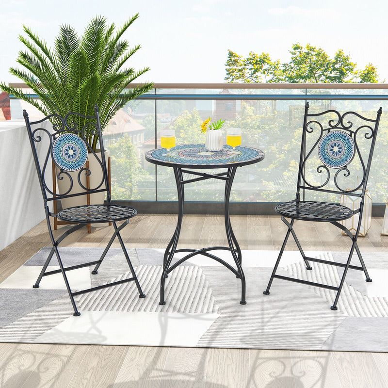 *3 Piece Patio Bistro Set with Mosaic Pattern