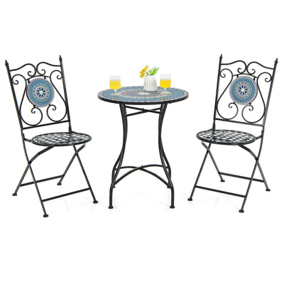 *3 Piece Patio Bistro Set with Mosaic Pattern