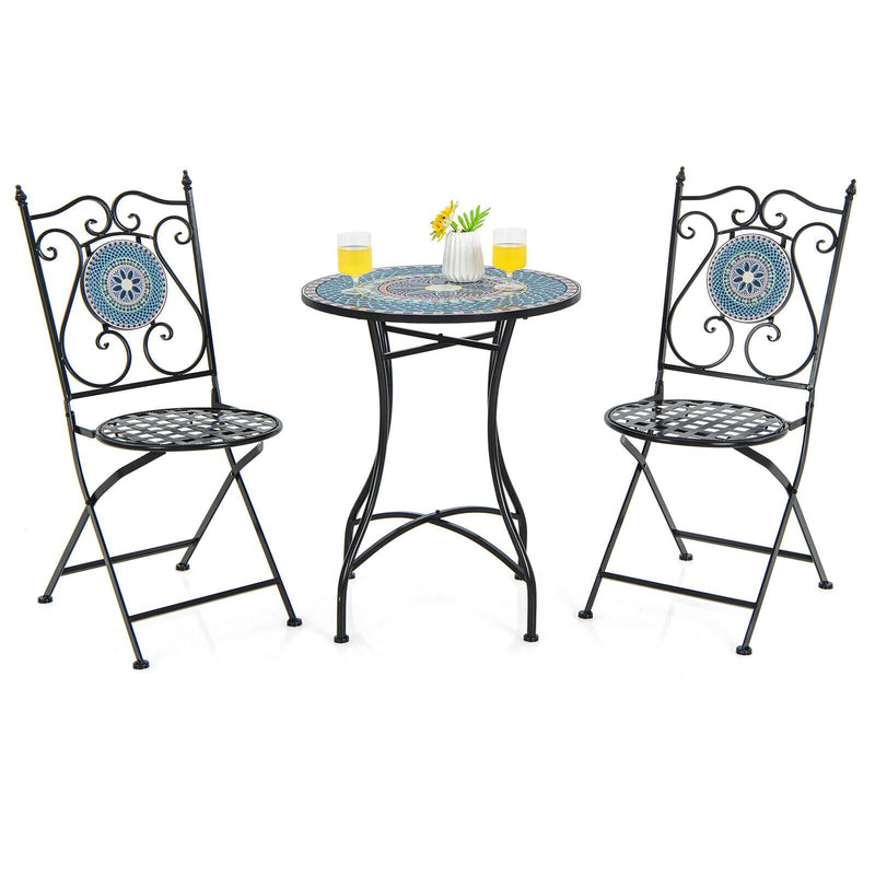 *3 Piece Patio Bistro Set with Mosaic Pattern