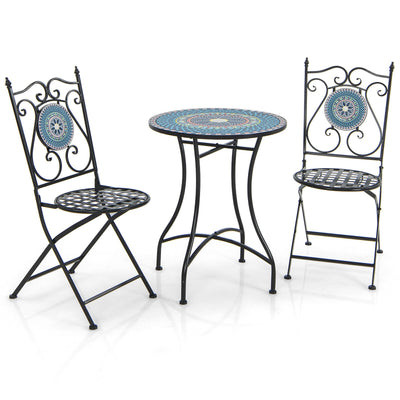 *3 Piece Patio Bistro Set with Mosaic Pattern
