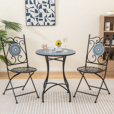 *3 Piece Patio Bistro Set with Mosaic Pattern