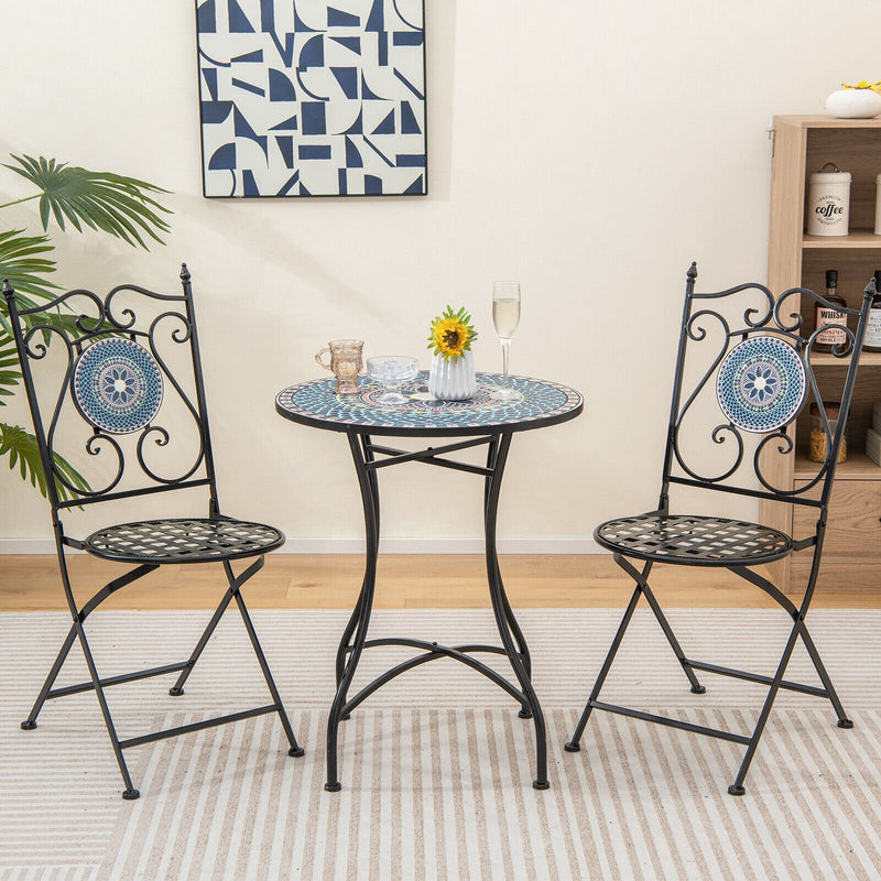 *3 Piece Patio Bistro Set with Mosaic Pattern