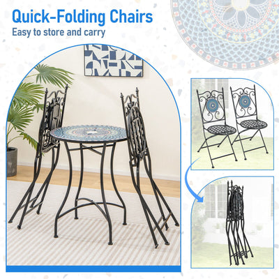 *3 Piece Patio Bistro Set with Mosaic Pattern