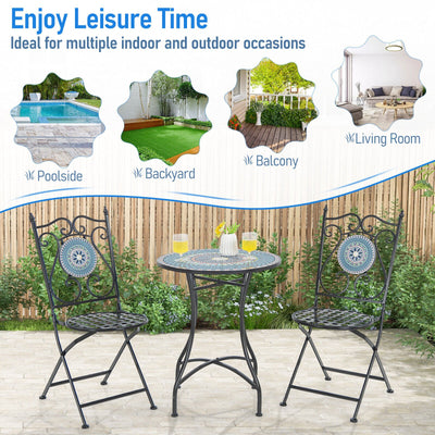 *3 Piece Patio Bistro Set with Mosaic Pattern