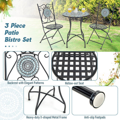 3 Pieces Mosaic Pattern Metal Dining Set
