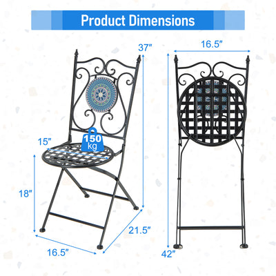 *Set of 2 Mosaic Chairs for Patio Metal Folding Chairs - A